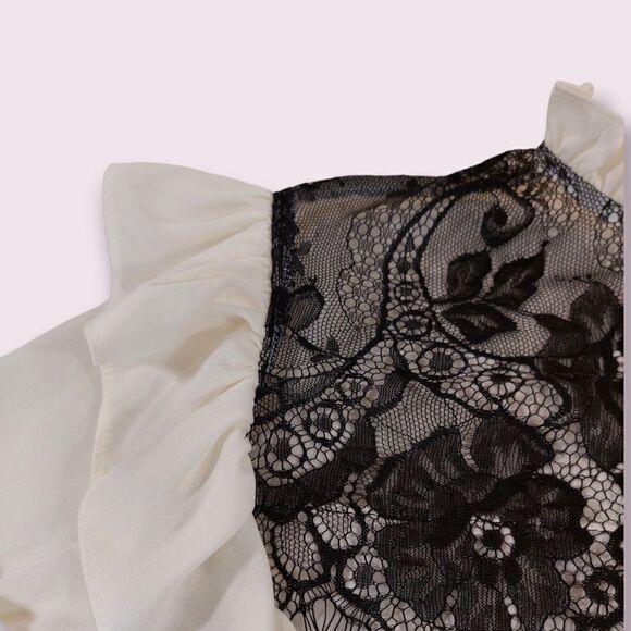 𝅺*nwt* Zara Contrast Blouse lace ruffle sleeve - Picture 4 of 10
